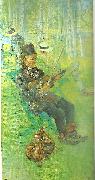 Carl Larsson lapp-spelande fiol painting